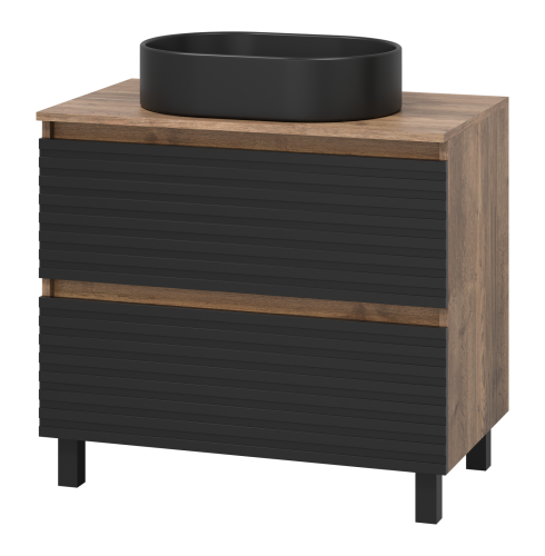 Тумба под раковину Brevita Dakota DAK-07080-19/02-2Я 80х50 напольная цвет черный/коричневый