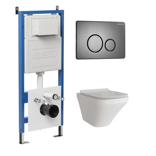 Инсталляция + кнопка смыва + унитаз Grossman Style 97.4440S.05.42M