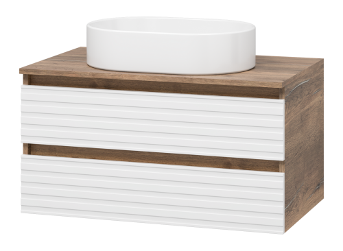 Тумба под раковину Brevita Dakota DAK-09080-19/01-2Я 80х50 подвесная цвет белый/коричневый