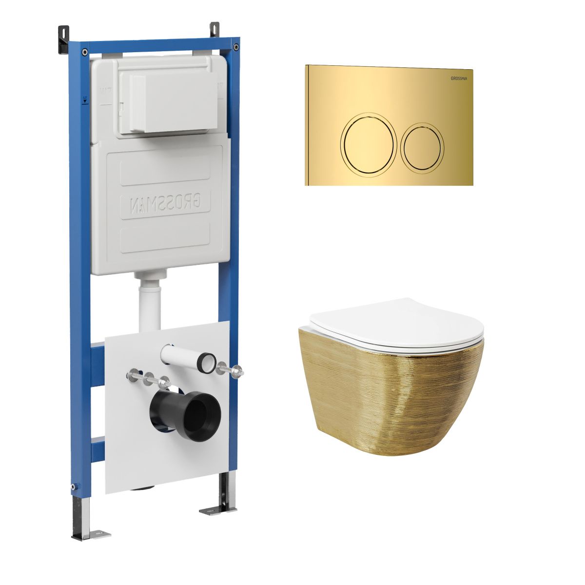 Инсталляция + кнопка смыва + унитаз Grossman Galaxy 97.4455GWS.01.300