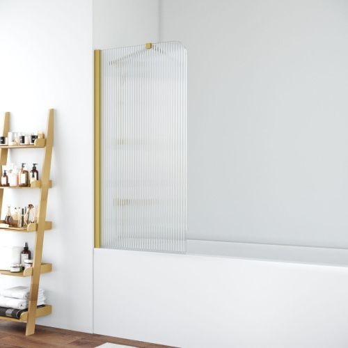 Душевая шторка на ванну Vegas-Glass EV+EV NOVO ST EV ST NOVO 76 03 Moru L 75х140 стекло рифленое профиль золото ориентация левая