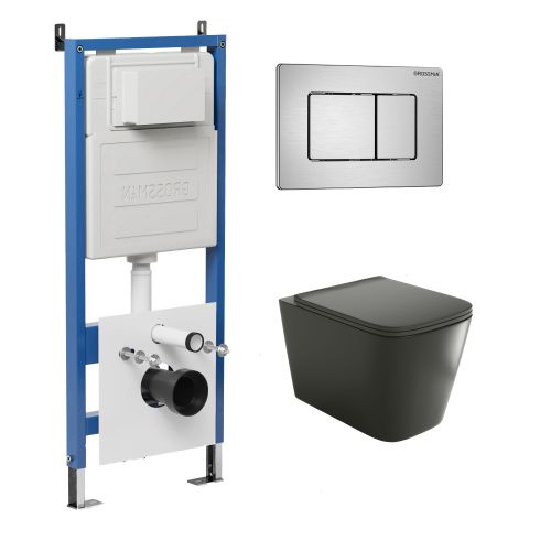 Инсталляция + кнопка смыва + унитаз Grossman Classic 97.4441BMS.04.12M