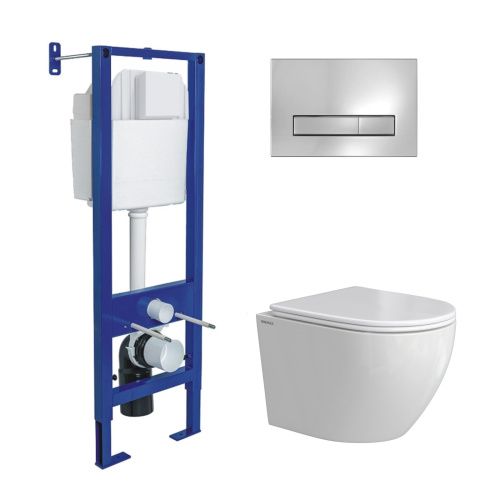 Комплект унитаз с инталляцией и клавишей смыва Berges АТОМ Line 043392