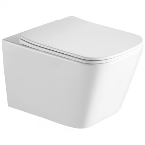 Унитаз подвесной SantiLine SL-5007 цвет белый с сиденьем микролифт безободковый смыв воронка-водоворот