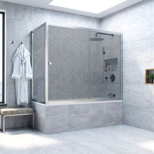 Душевая шторка на ванну Vegas-Glass ZV+ZVF TUR+NOVO ZV+ZVF NOVO 190*90 07 07 190х140 стекло тонированное профиль хром ориентация универсальная