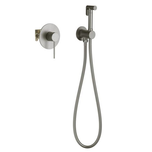 Смеситель с гигиеническим душем Timo Saona 2389/18SM встраиваемый в стену вороненая сталь