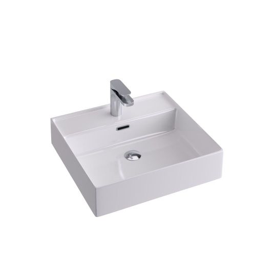 Раковина керамическая Hidra Kiub KI50/026 50х50 подвесная цвет черный 1 отверстие под смеситель