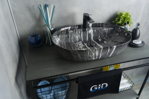 Раковина керамическая Gid Lago 54466 60х40 накладная цвет многоцветный 1 отверстие под смеситель