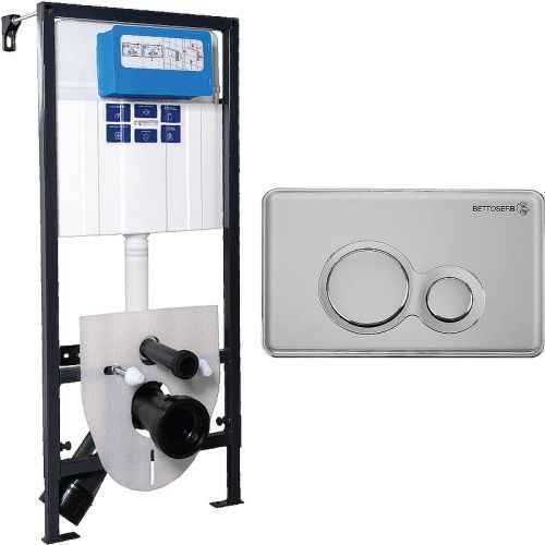 Инсталляция Bettoserb Sava Fix Slim SET40006463 с клавишей смыва DUO хром матовый/хром глянец