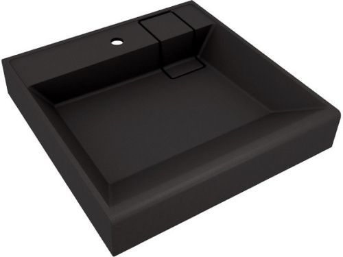 Раковина из искусственного камня Florentina Лагуна 600 10.300.00600.302 60х60 подвесная цвет черный 1 отверстие под смеситель