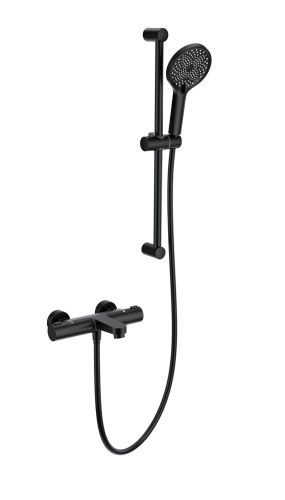 Душевой гарнитур Wonzon & Woghand  WW-C2018-A-MB настенный черный с термостатом