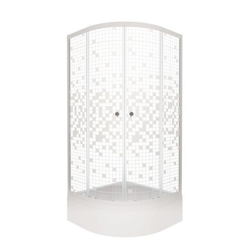 Душевой уголок Тритон Стандарт Щ0000061809 90х90 стекло с рисунком профиль белый с поддоном