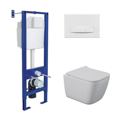 Комплект унитаз с инталляцией и клавишей смыва Berges АТОМ Line 043363