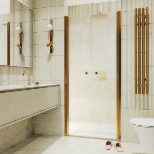 Душевая дверь Maybah Glass MGD-445-3 100х200 стекло матовое профиль золото