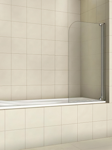 Душевая шторка на ванну WeltWasser WW100 10000001222 80х140 стекло прозрачное профиль хром ориентация универсальная