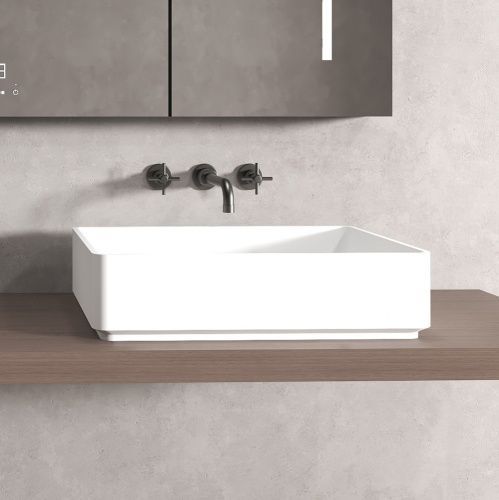 Раковина из искусственного камня Abber Stein AS2634 60х40 накладная цвет белый без отверстий под смеситель