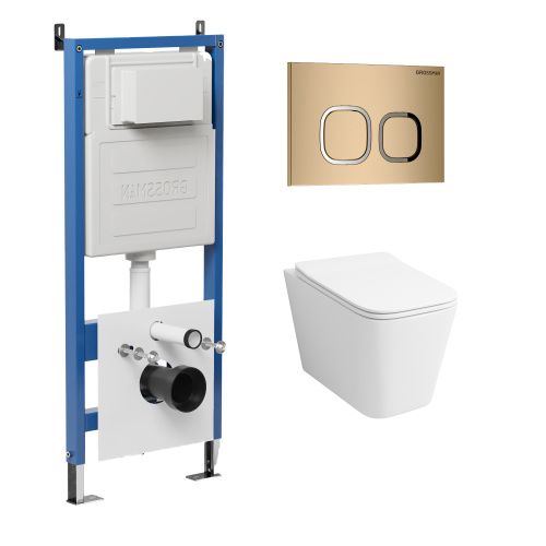 Инсталляция + кнопка смыва + унитаз Grossman Cosmo 97.4441S.02.310