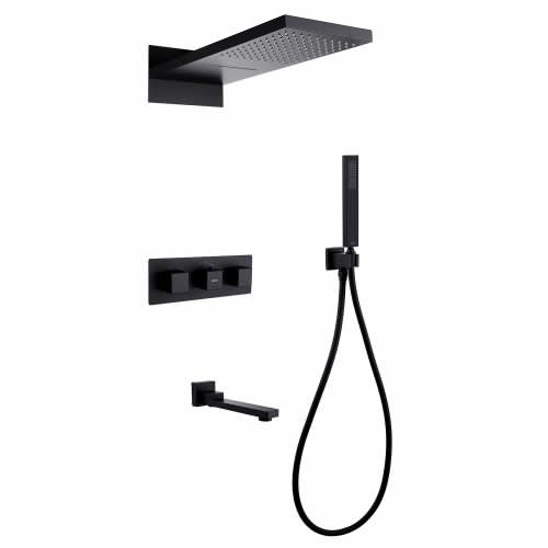 Душевая система Abber AF8253B встраиваемая в стену цвет черный с термостатом
