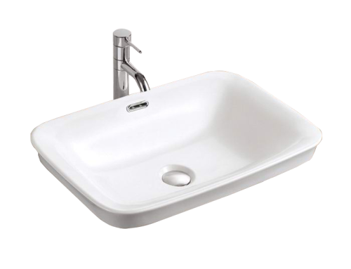 Раковина из сантехнического фаянса Velvex 78444 60х40 полувстраиваемая цвет белый без отверстий под смеситель