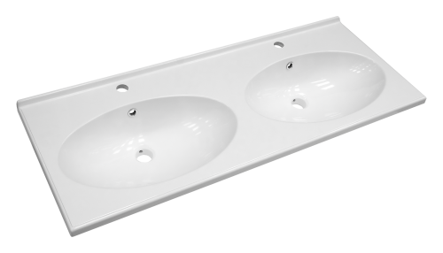 Раковина мебельная из искусственного камня Misty Step (две чаши) 120 Р-Стп14120-Д2Р 120х50 накладная цвет белый