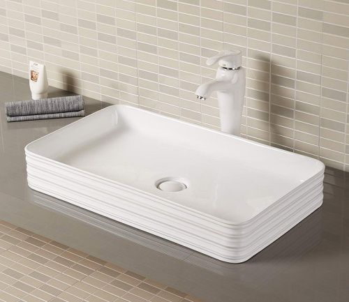 Раковина из сантехнического фаянса CeramaLux W1531-D1408 70х40 накладная цвет белый без отверстий под смеситель