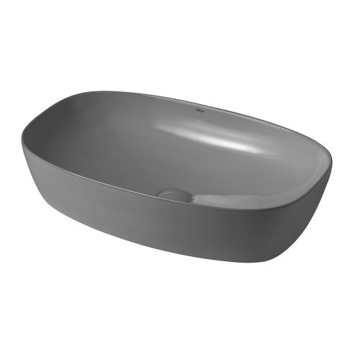 Раковина из сантехнического фаянса Abber RECHTECK AC2206MG 60х40 накладная цвет серый без отверстий под смеситель