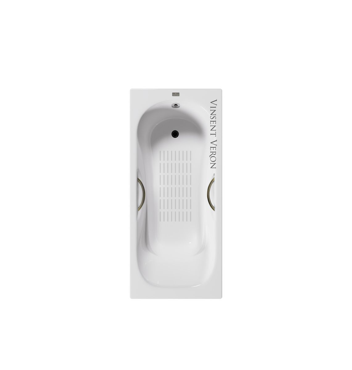 Ванна чугунная Vinsent Veron Aura VAU1707042H/VH0015CH 170х70 пристенная прямоугольная с ножками с ручками