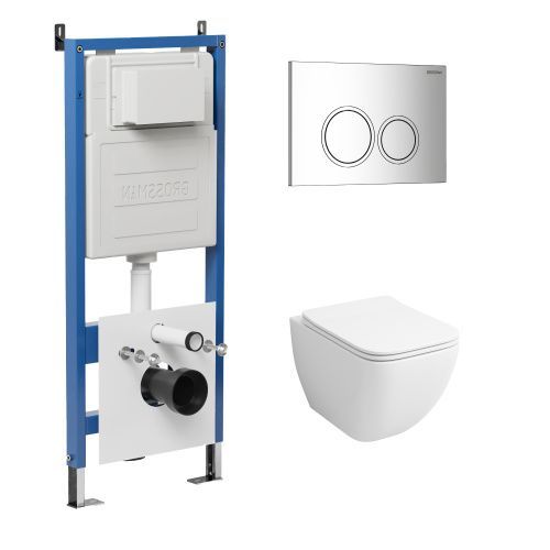 Инсталляция + кнопка смыва + унитаз Grossman Galaxy 97.4447S.01.100