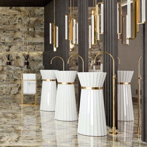 Раковина керамическая Oasis Plisse 0PLSXXX09544003 (0PI440CEOR) 40 см напольная цвет белый без отверстий под смеситель