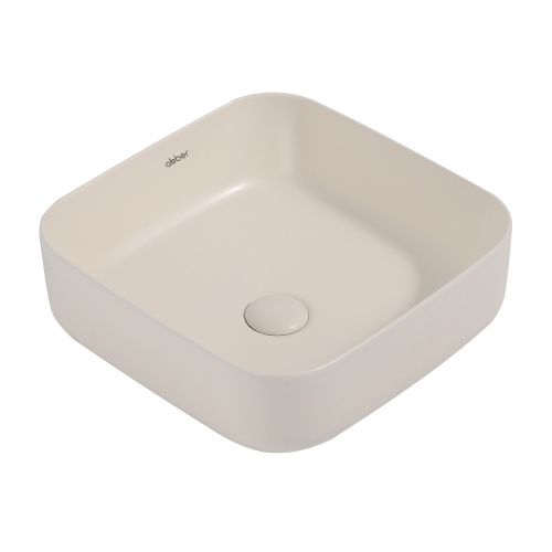 Раковина из сантехнического фаянса Abber RECHTECK AC2211MBE 40х40 накладная цвет бежевый без отверстий под смеситель