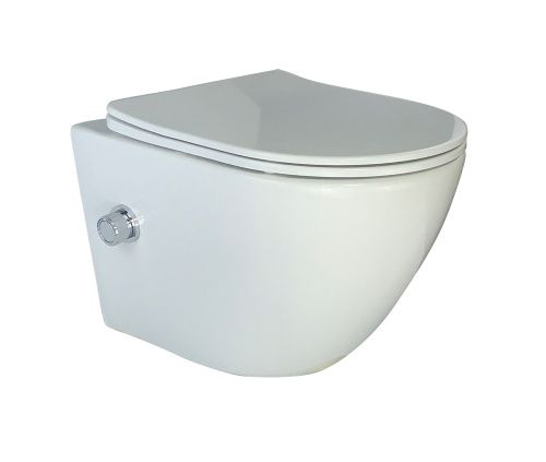 Унитаз подвесной Esbano TERUEL-WBN ESWBTERUWN белый с сиденьем микролифт безободковый душевой смыв