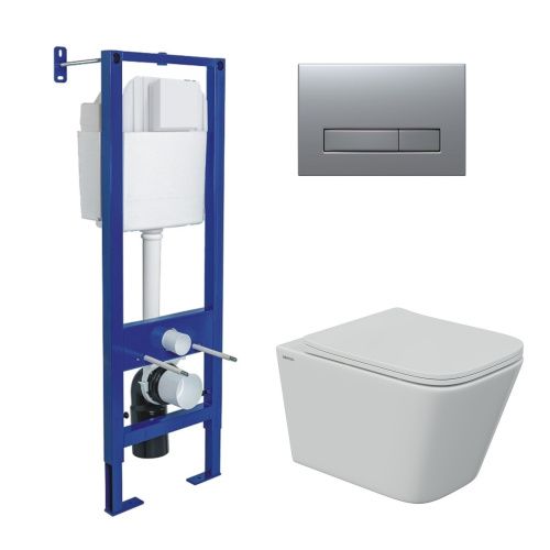 Комплект унитаз с инталляцией и клавишей смыва Berges АТОМ Line 043347