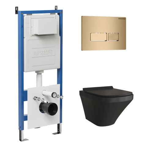 Инсталляция + кнопка смыва + унитаз Grossman Pragma 97.4440BMS.03.310