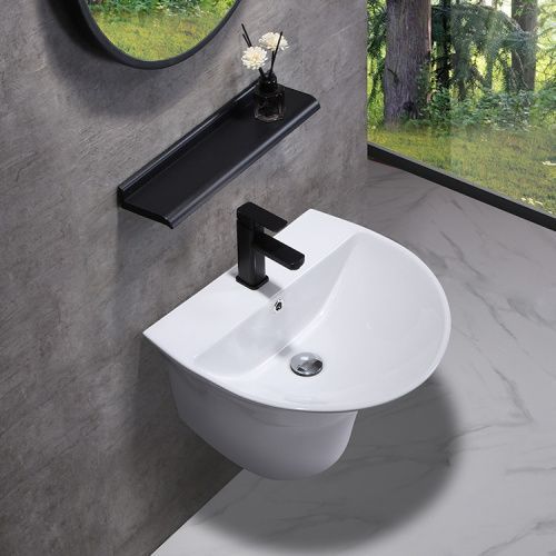 Раковина из сантехнического фаянса CeramaLux NB165 60х50 подвесная цвет белый 1 отверстие под смеситель