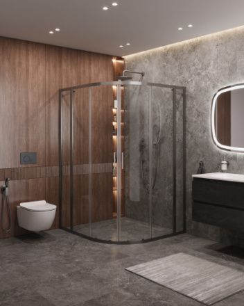 Душевой уголок Cezares MOLVENO MOLVENO-RH-22-120/110-C-GM-IV 120х110 стекло прозрачное профиль оружейная сталь без поддона