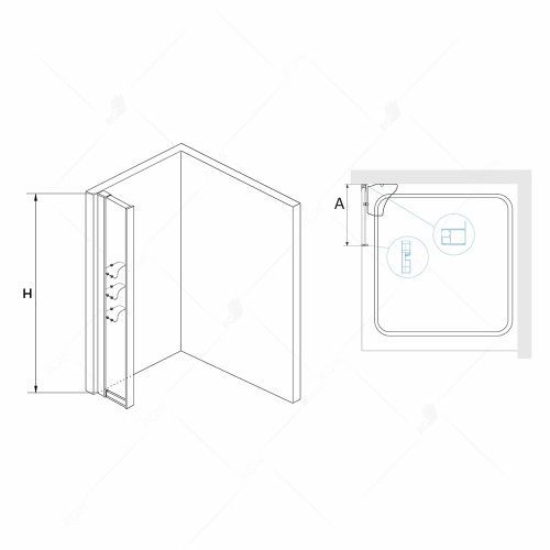 Боковая стенка RGW 03064230-11 30х195 стекло прозрачное профиль хром