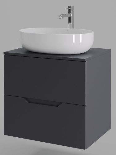 Тумба с раковиной Orange Line Li-60TugMDF+B05-520W 60х50 подвесная цвет черный