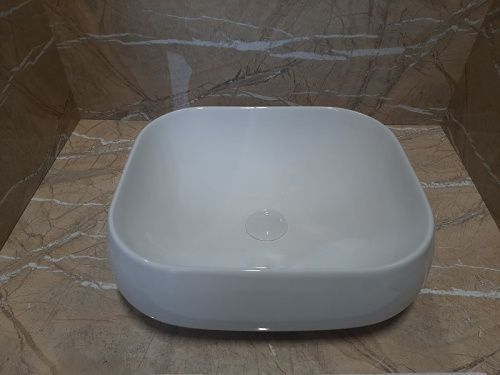 Раковина из сантехнического фаянса CeramaLux 9243-1 40х40 накладная цвет белый без отверстий под смеситель