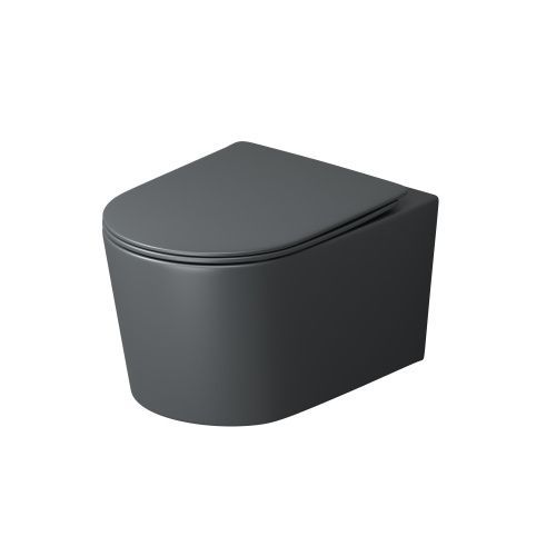 Унитаз подвесной Grossman Торнадо GR-4499GMSQ серый с сиденьем микролифт безободковый смыв торнадо