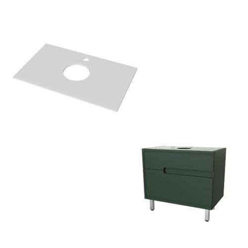 Тумба под столешницу Taliente Cevia 79 см TA-MBC-80PS-grigio verde зеленая + Столешница Taliente Olejio 80 см TA-MB-ST80-blanco белая (без раковины)