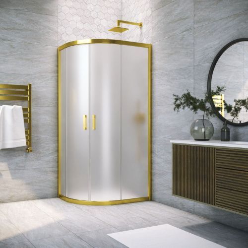 Душевой уголок Vegas-Glass ZS-F TUR+NOVO ZS-F TUR NOVO 120*110 09 10 120х110 стекло матовое профиль золото без поддона