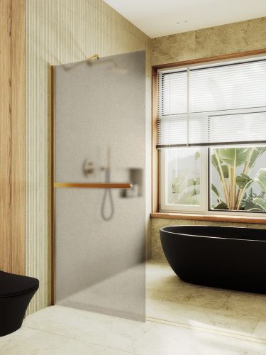 Душевая перегородка Maybah Glass MGD-716-3ш 120х195 стекло тонированное профиль золото