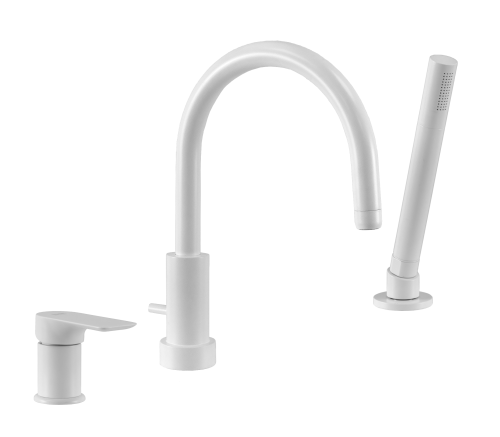 Смеситель Remer Infinity I07BO на борт ванны белый