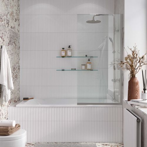 Душевая шторка на ванну Reflexion Fix RX14070CСR-09 70х140 стекло прозрачное профиль хром ориентация универсальная