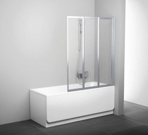 Душевая шторка на ванну Ravak 795S0100Z1 115х140 стекло рифленое профиль белый ориентация универсальная