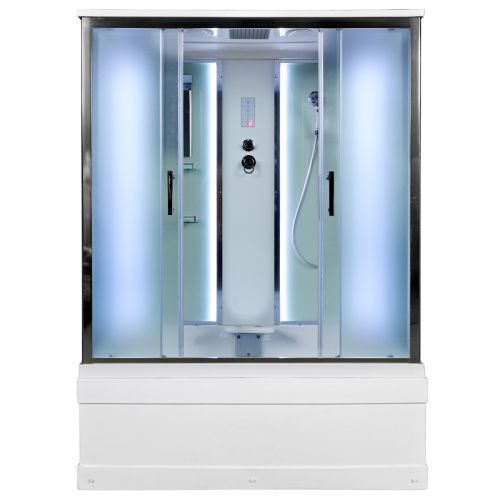 Душевой бокс AvaCan  EM4517LED 170х90 стекло с рисунком профиль хром