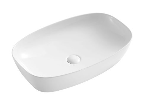 Раковина из сантехнического фарфора Sintesi SIN-LVB-APP-405 60х40 накладная цвет белый без отверстий под смеситель