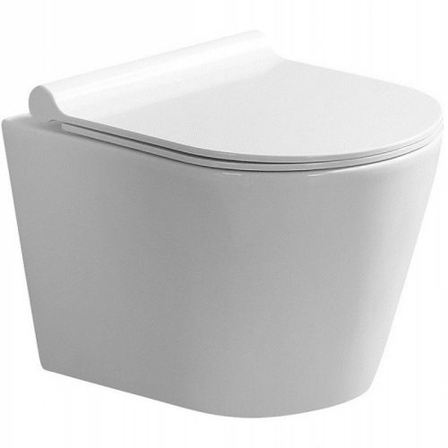 Унитаз подвесной Azario Nova AZ2217 белый с сиденьем микролифт безободковый каскадный смыв