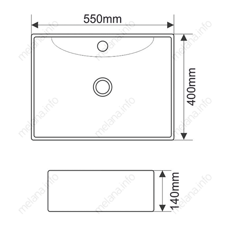 Раковина из сантехнического фарфора Melana 7819-805 60х40 накладная цвет белый 1 отверстие под смеситель - фото 2