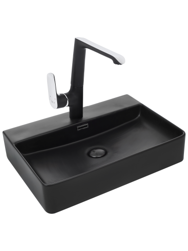 Раковина из сантехнического фаянса WeltWasser WW SK 10000004504 40 см накладная цвет черный 1 отверстие под смеситель